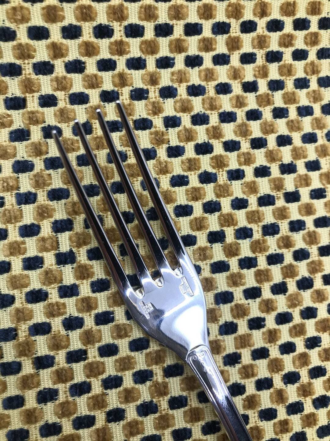 Christofle silver-plated dessert fork, Malmaison model