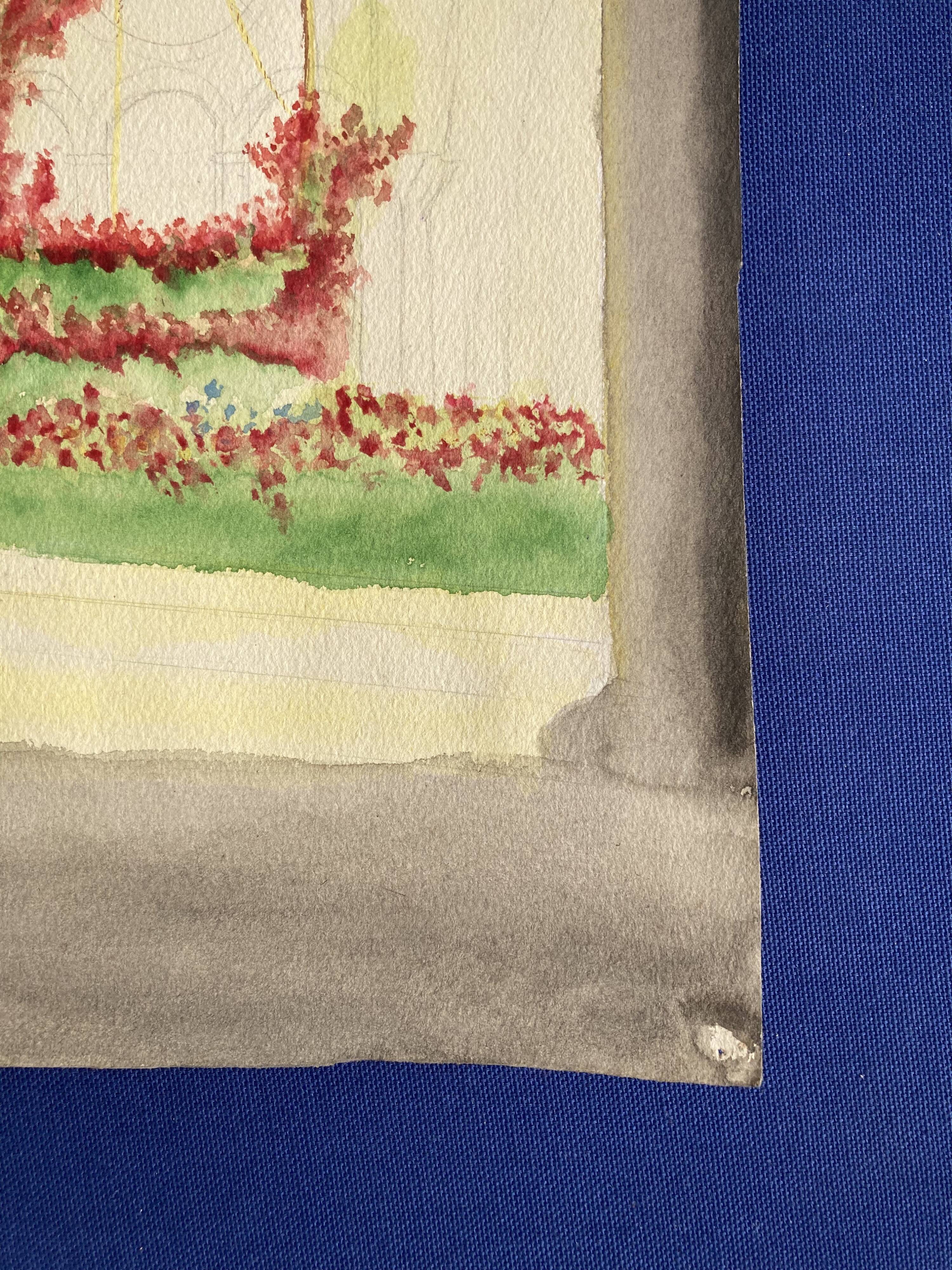 Aquarelle vintage au puits