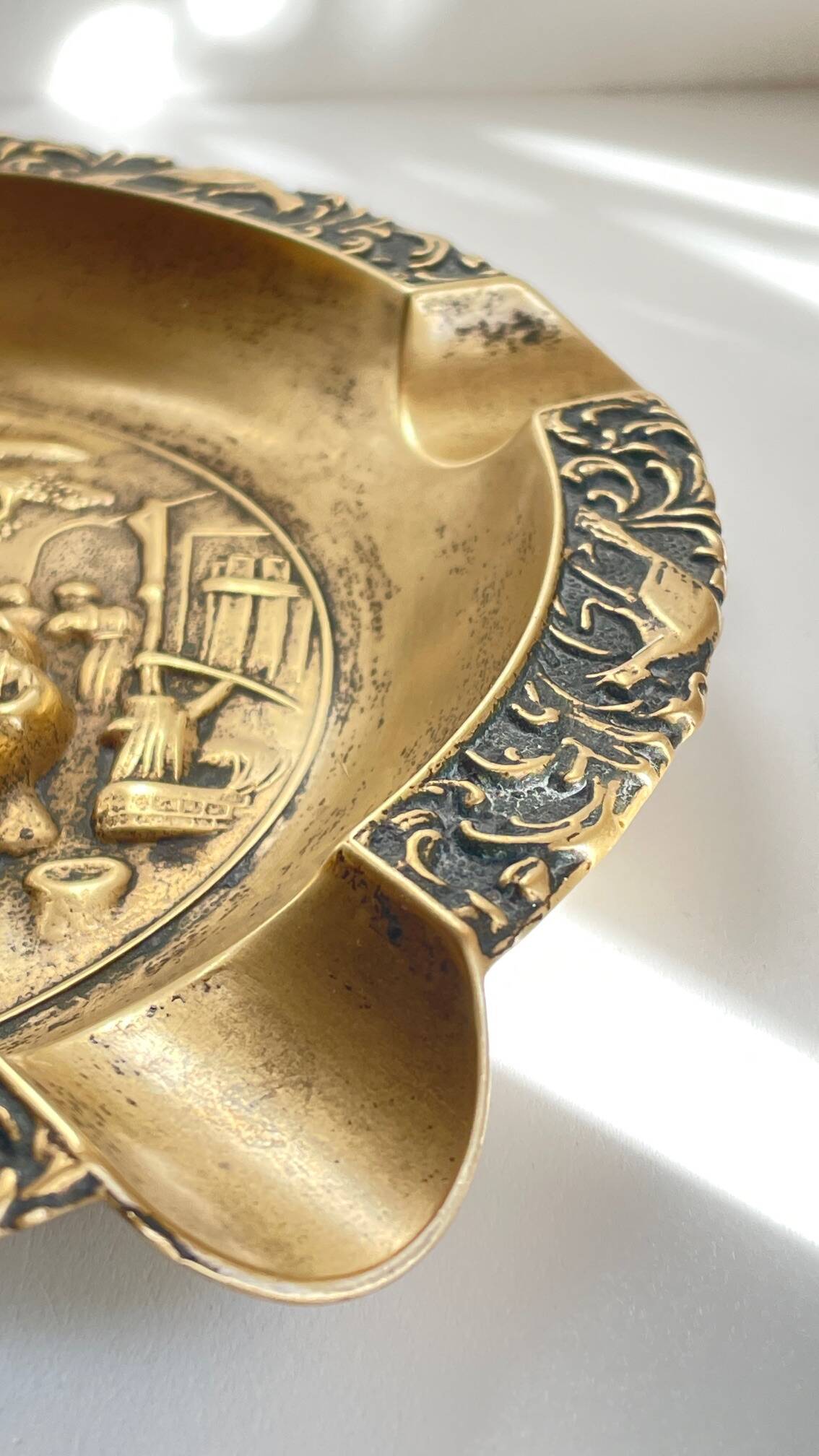 Large Vintage Solid Brass Ashtray