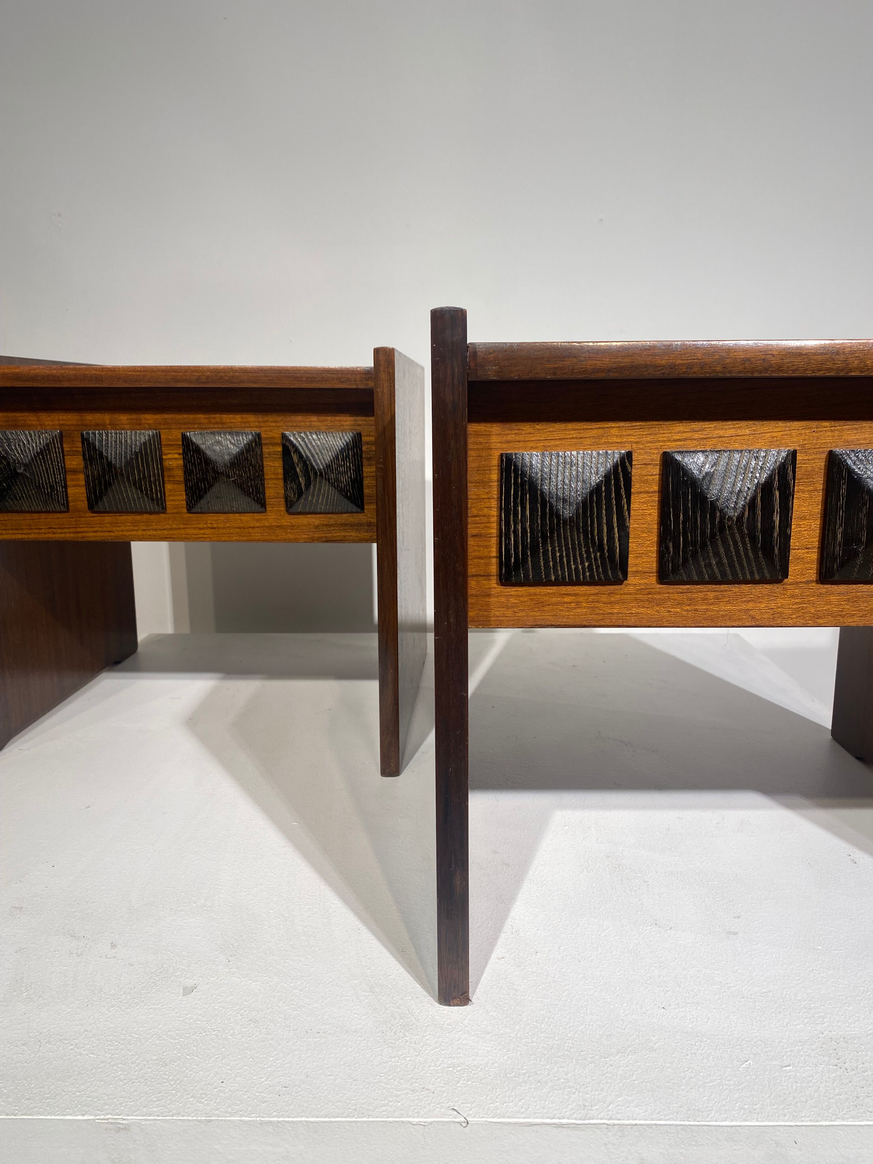 Pair of brutalist bedside tables