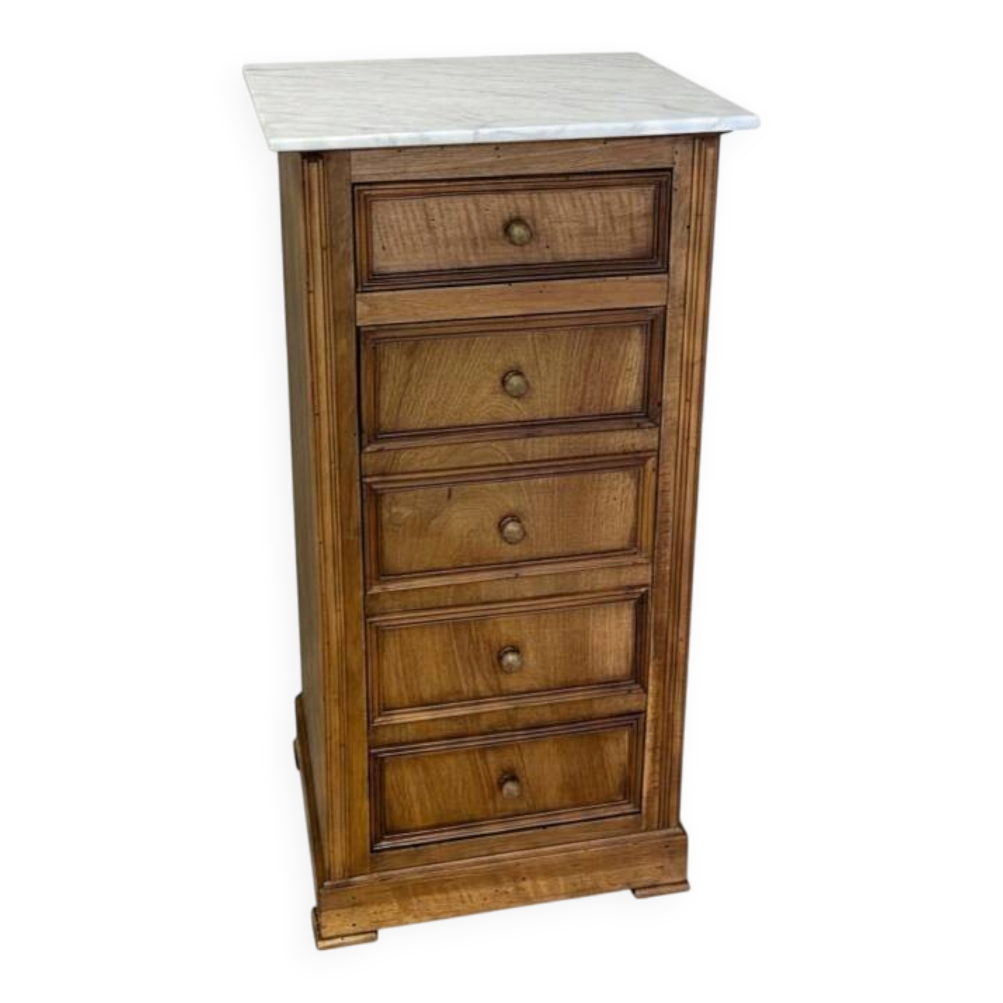 Chest of drawers type weekly / walnut white marble