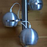 Pair of 70s space age eye ball chandeliers in brushed aluminum