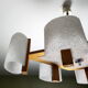 Chandelier Scandinavian 6 fires of wood and perspex vintage