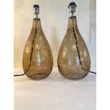 Pair of Contemporary Fumè Table Lamps Murano Glass