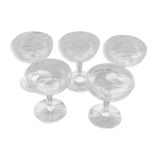 5 vintage mismatched champagne glasses