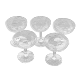 5 vintage mismatched champagne glasses