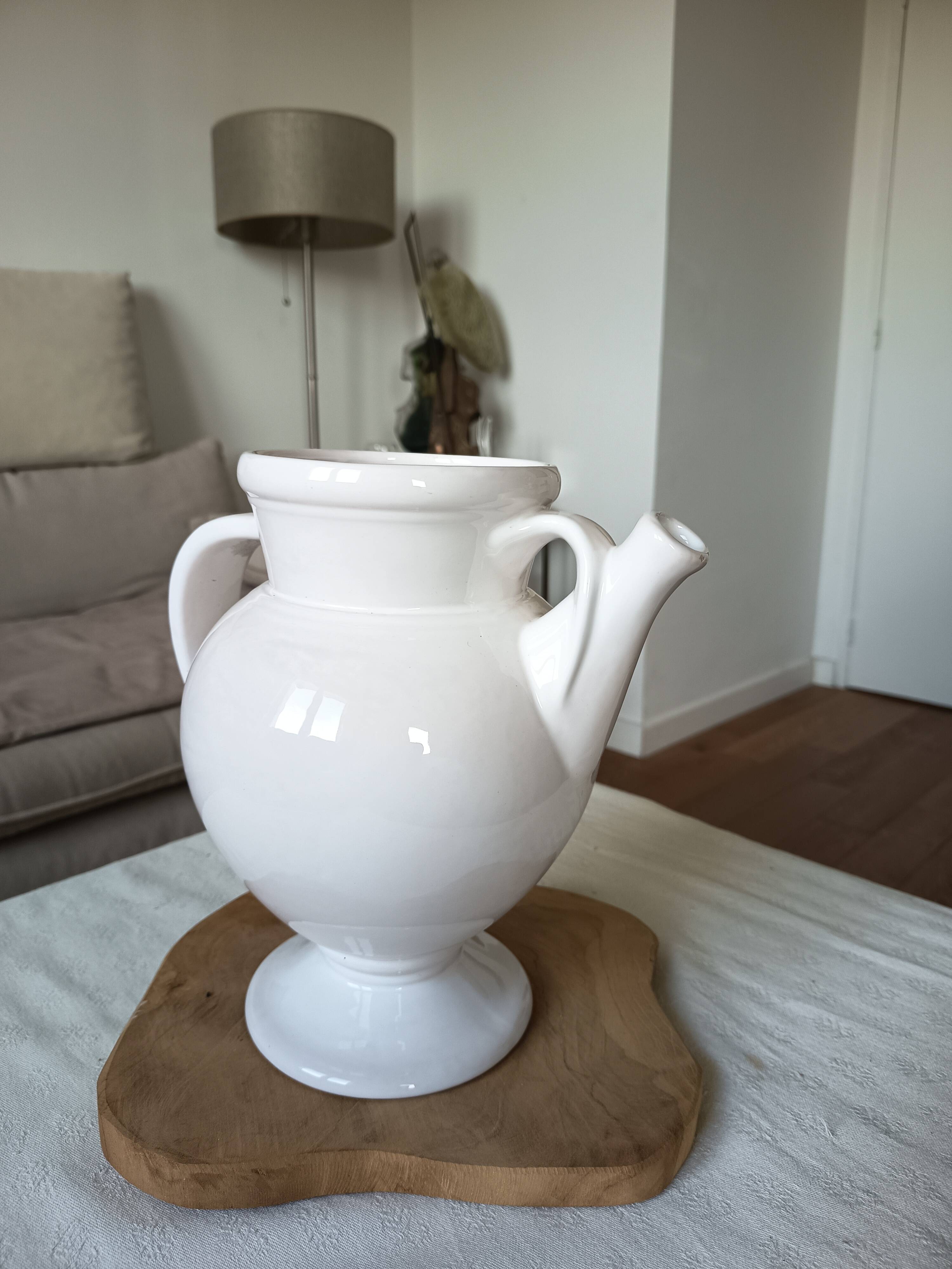Rare Aiguière Vase in Moustiers Faience – Signature Melchior Marseille