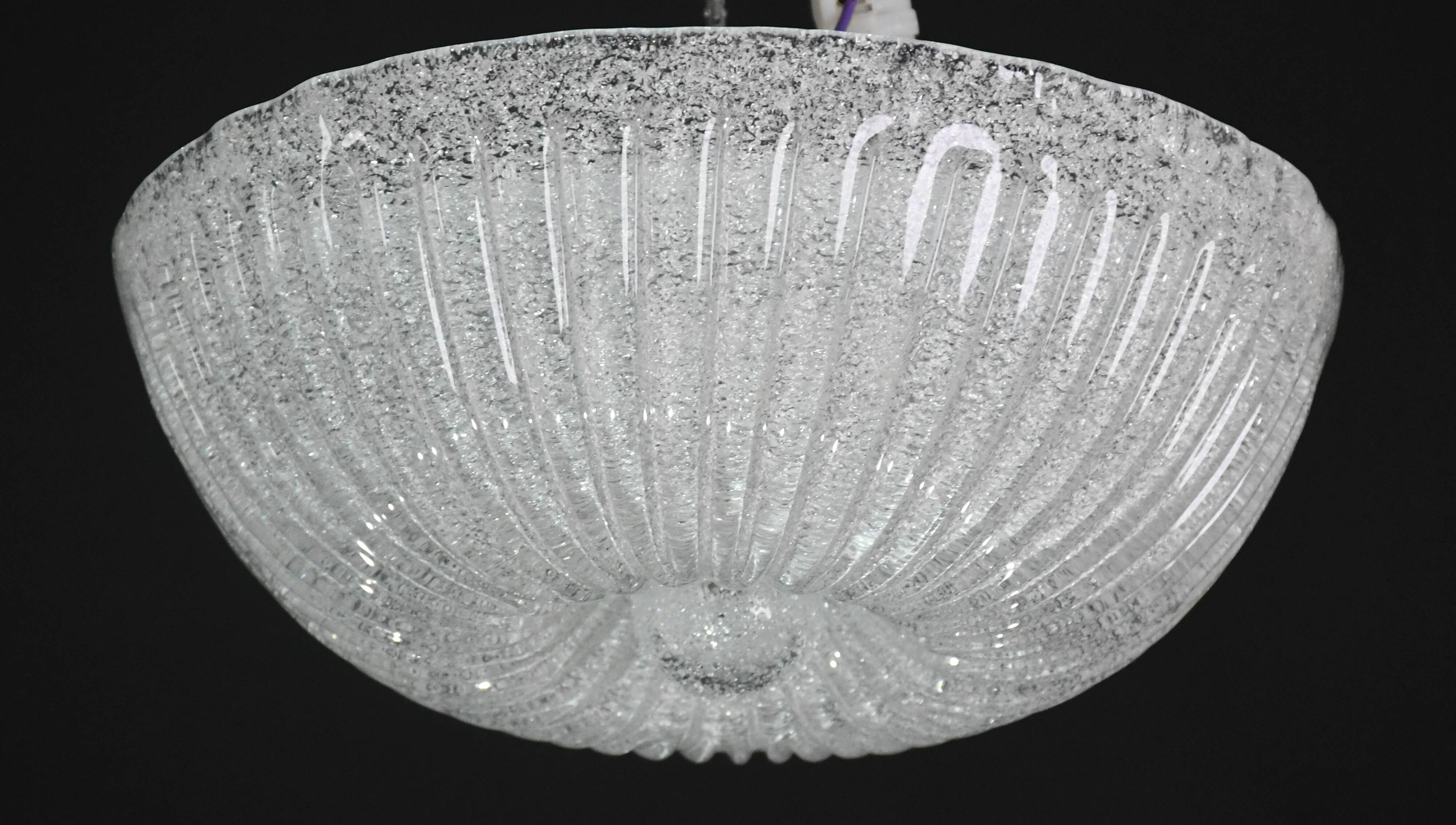 Italian midcentury Murano glass flush mount light Barovier style, 1970s