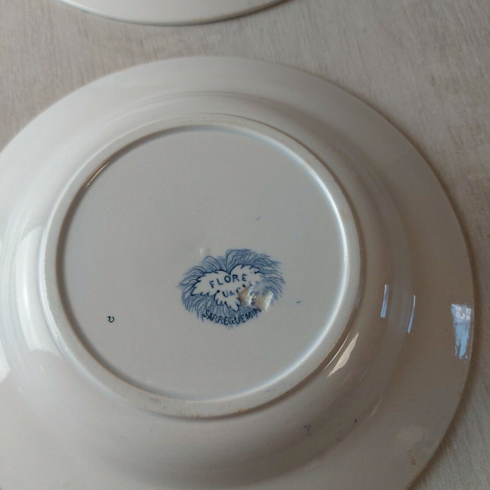 Set of 4 hollow plates, Flore decoration, in Sarreguemines ceramics