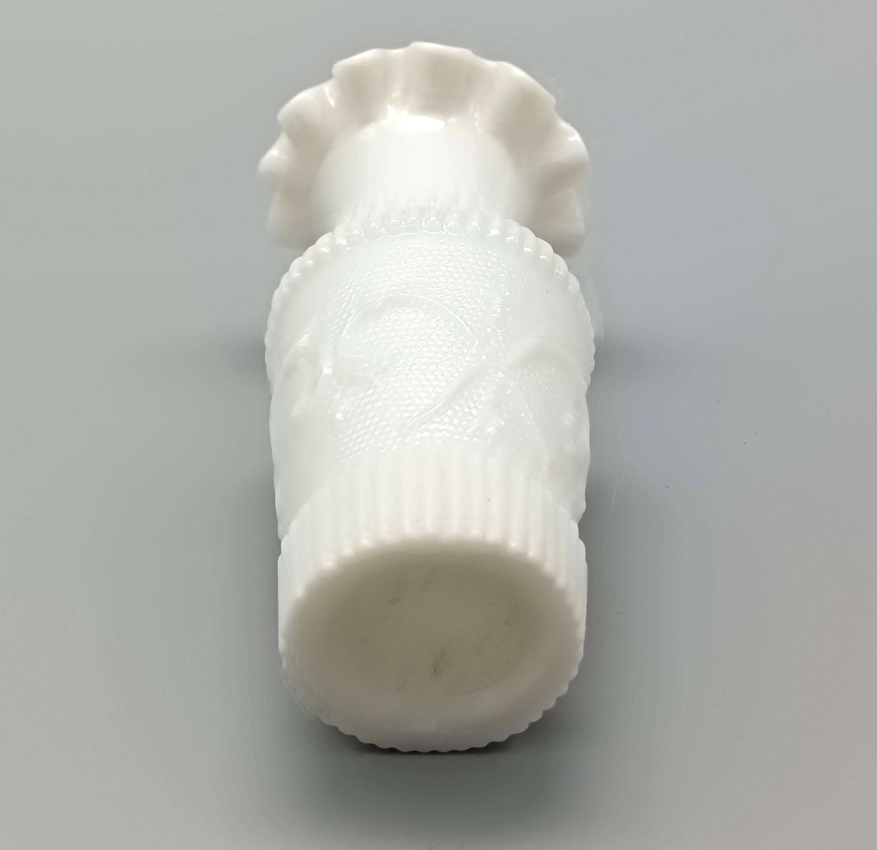 Pair of small antique white opaline fairground vases, vintage, french