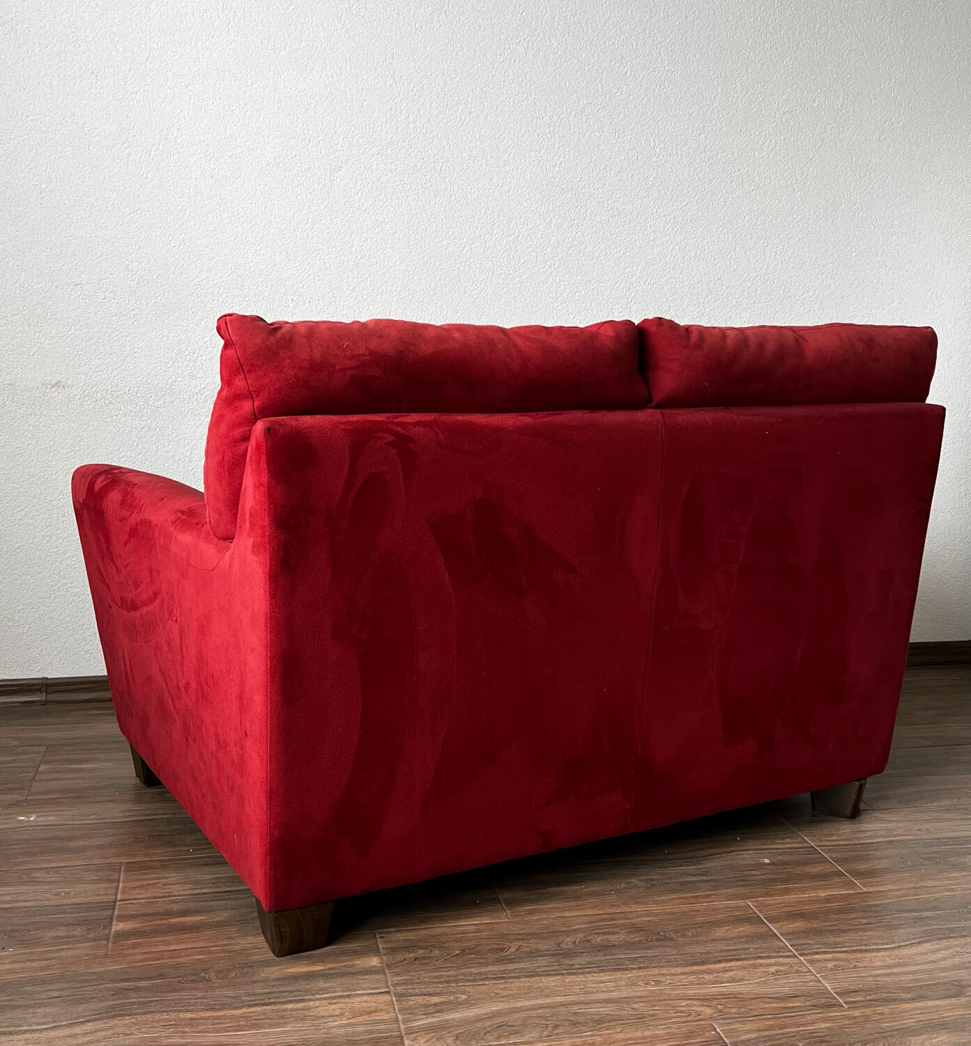 Vintage Red Velour Sofa, Ikea 1990s