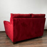 Vintage Red Velour Sofa, Ikea 1990s