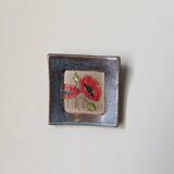 Handmade ceramic wall hanging poppies bohemian country decoration frame