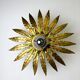 Mid-century modern sunburst light fixture with leaves, French craftsmanship, 1950s