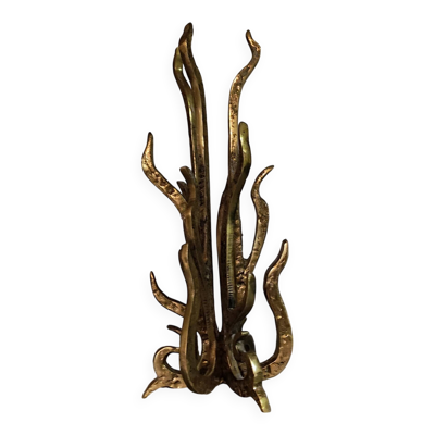 Sculpture Brutaliste en Bronze Bougeoir ou Vase de Heinz Goll