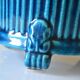 Cracked blue ceramic cache pot