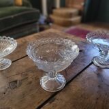 Trio of antique openwork pressed glass bowls – France, 1920–1940