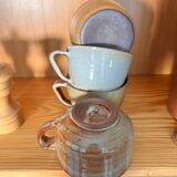 4 vintage stoneware cups