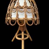 Mid-Century French Rattan and Wicker Table Lamps by Louis Sognot, 1960s,