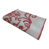 Cross-stitch embroidered tablecloth 160 x 130 in cotton