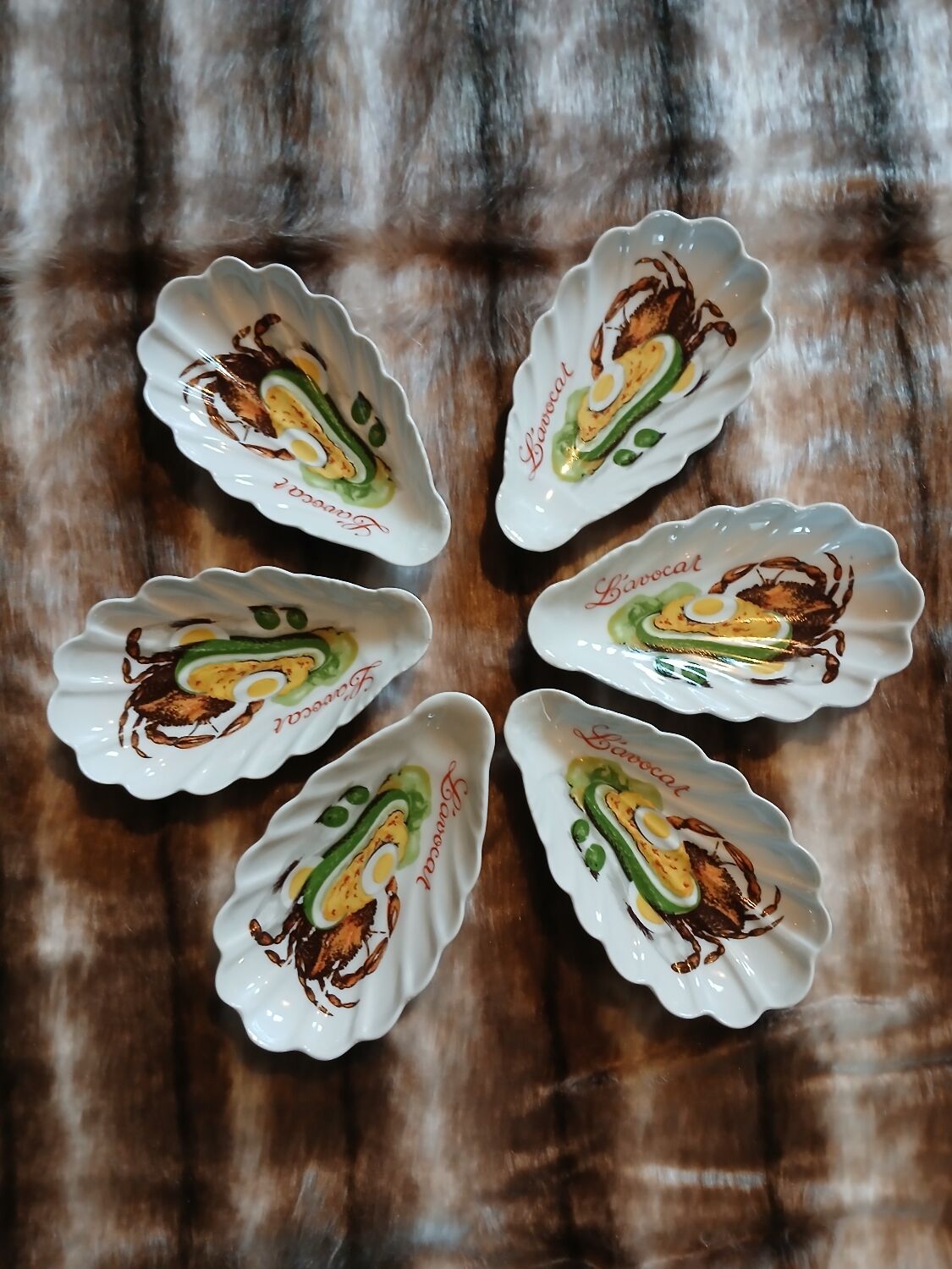 6 antique avocado cups