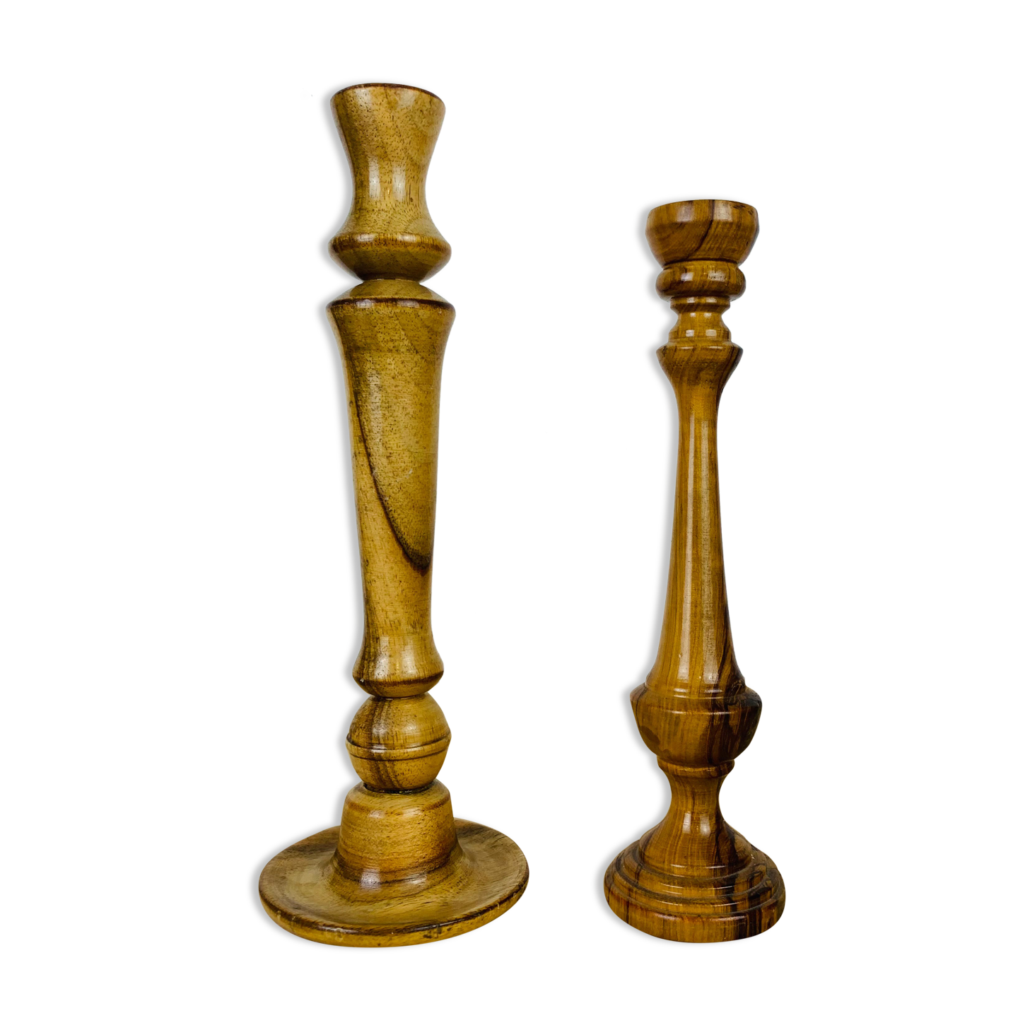 Pair of wooden candle holders