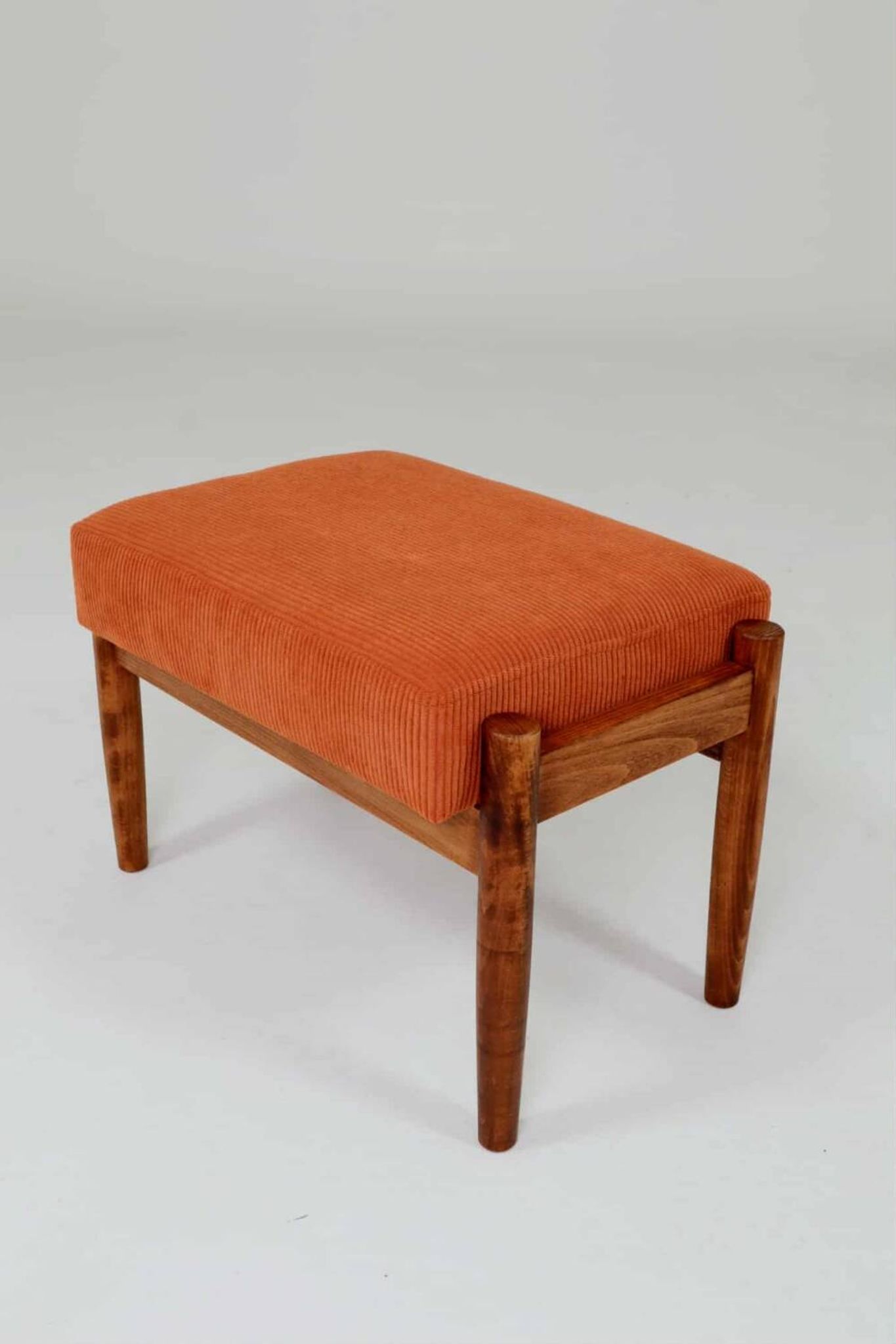 Vintage armchair pumpkin orange corduroy design by H.Lis