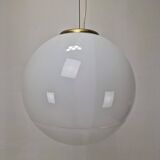 Italian Murano Glass Globe Chandelier with Brass Accents, 1970s