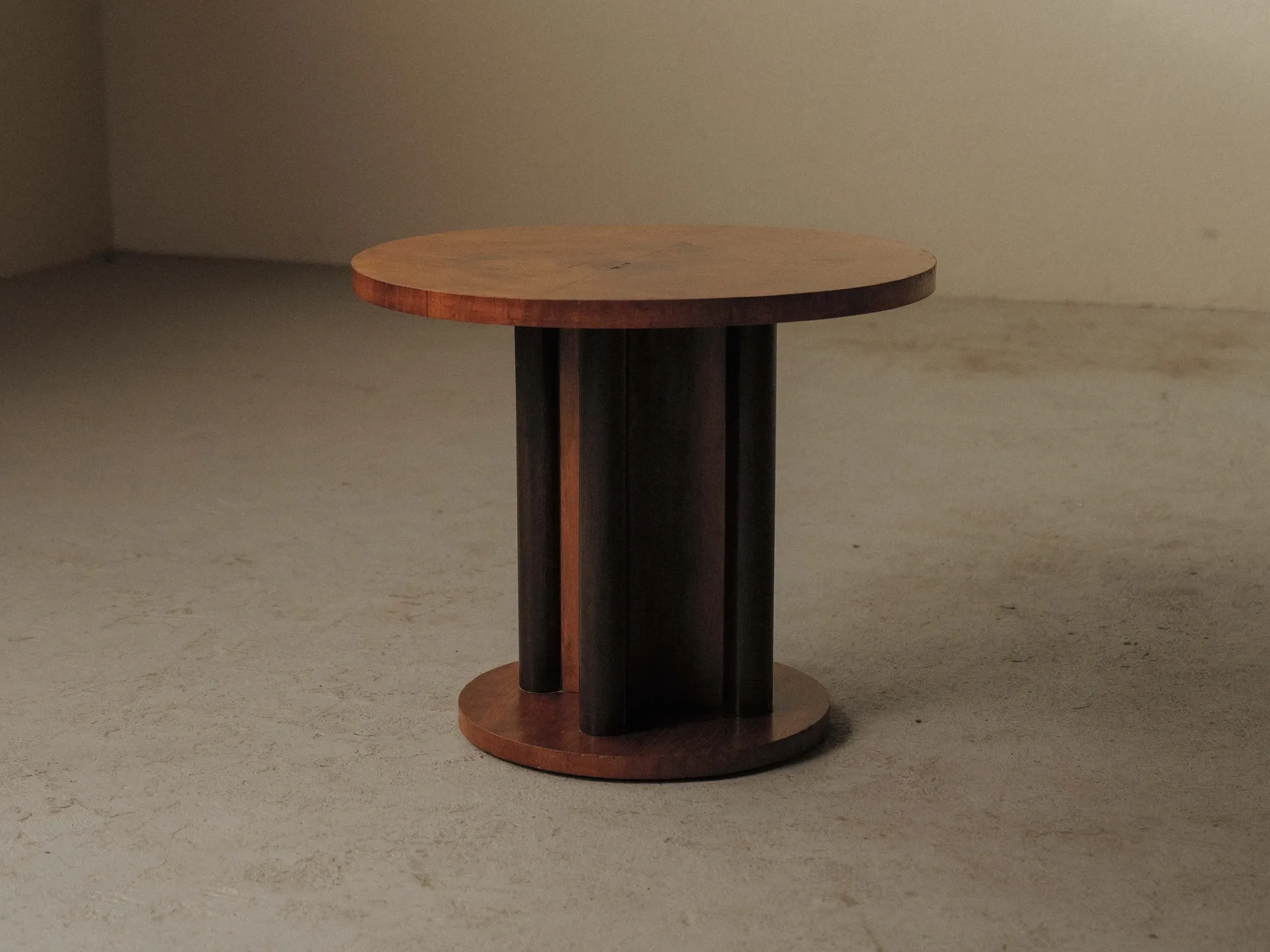 Guéridon rond de style Art déco en bois, vers 1950