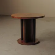 Guéridon rond de style Art déco en bois, vers 1950