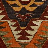 5x9 Dark Red & Cream Turkish Antique Kilim Rug, 150x271Cm