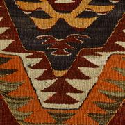 5x9 Dark Red & Cream Turkish Antique Kilim Rug, 150x271Cm