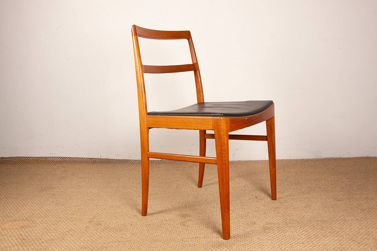 Set of 4 Danish teak and leather chairs, model 430, by Arne Vodder, 1960