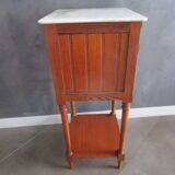 Old pine bedside table, marble top