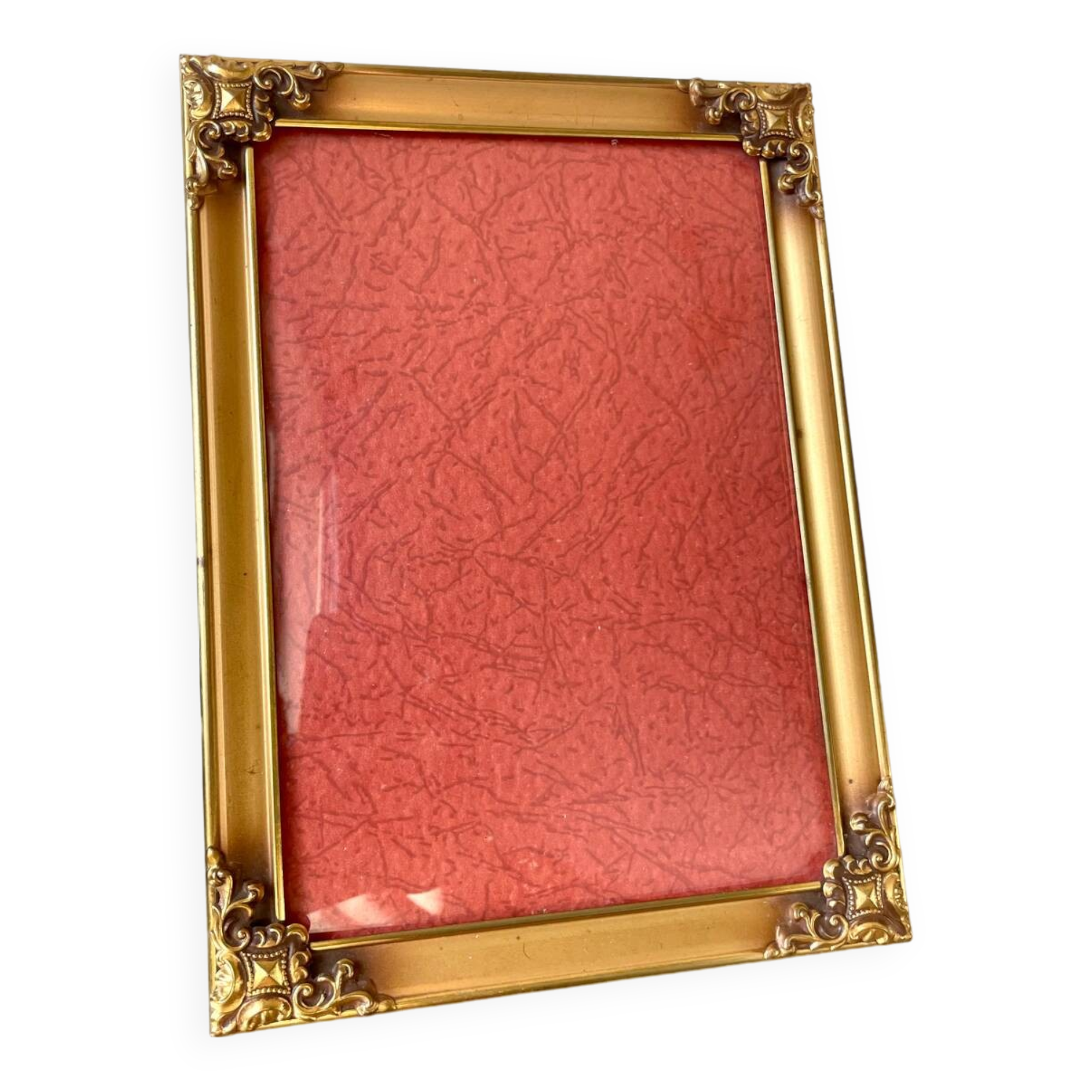 Vintage Metal Picture Frame 23 cm x 17 cm CONVEX glass