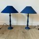 Pair of classic navy blue wooden lamps 57x25 very beautiful