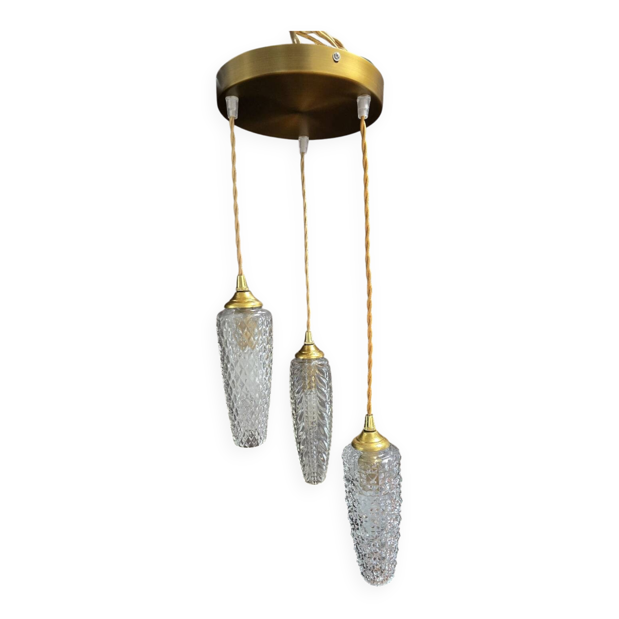 Vintage diamond point rocket suspension cascade globes