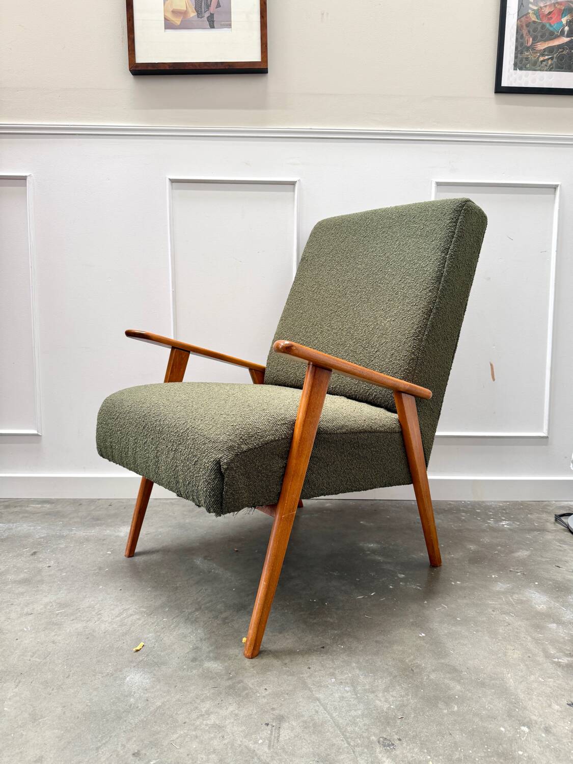 Scandinavian khaki armchair