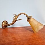 Art Deco wall light in gilt bronze and satin glass, 1920s