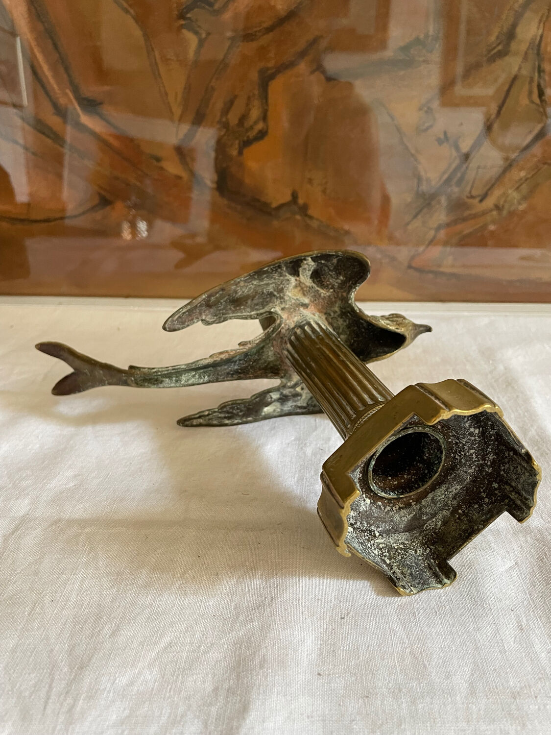 Bronze bird candle holder