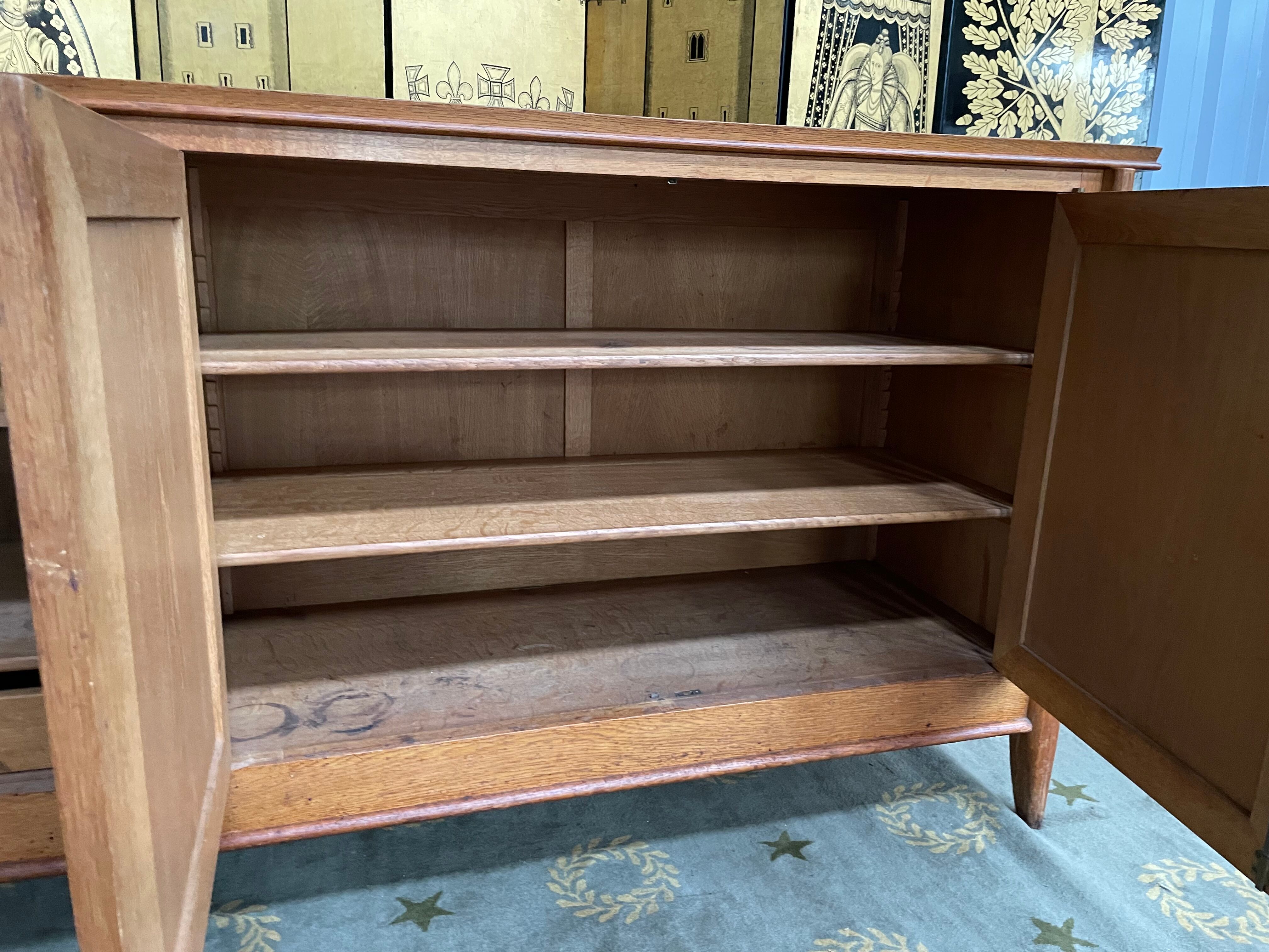 Vintage 1960s oak and oak marquetry sideboard