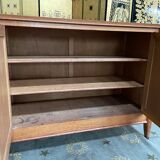 Vintage 1960 row in oak and oak marquetry