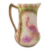 Antique Barbotine Pitcher from the Saint Clément Factory, Heron Decor