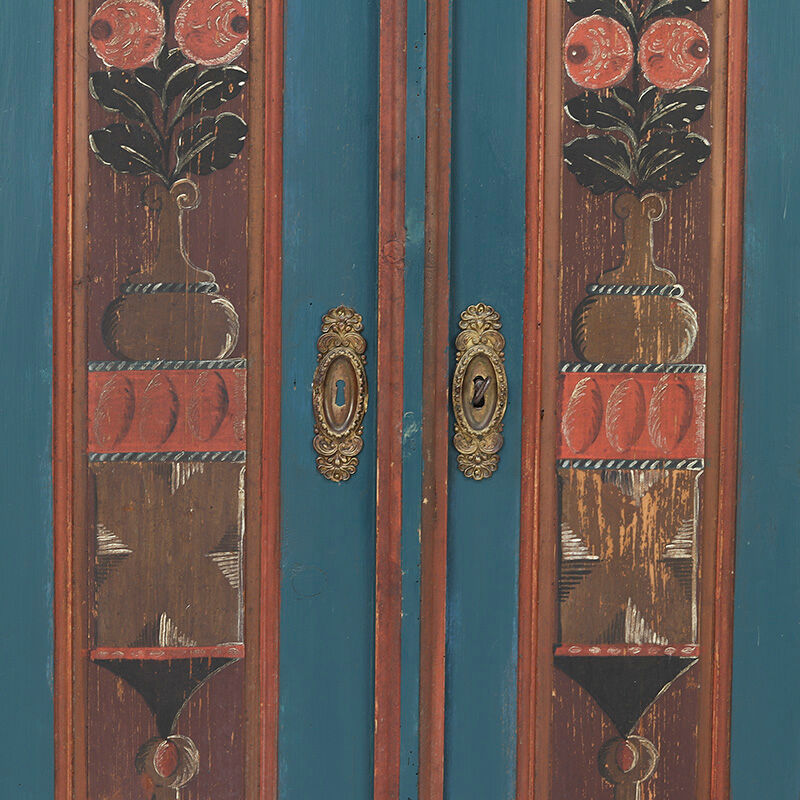 Rustic Farmhouse Folk Art Painted Bridal Cabinet from 1841