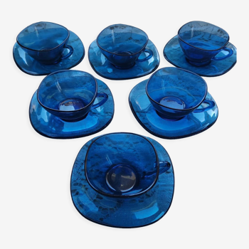 6 blue vereco cups and sub-cups