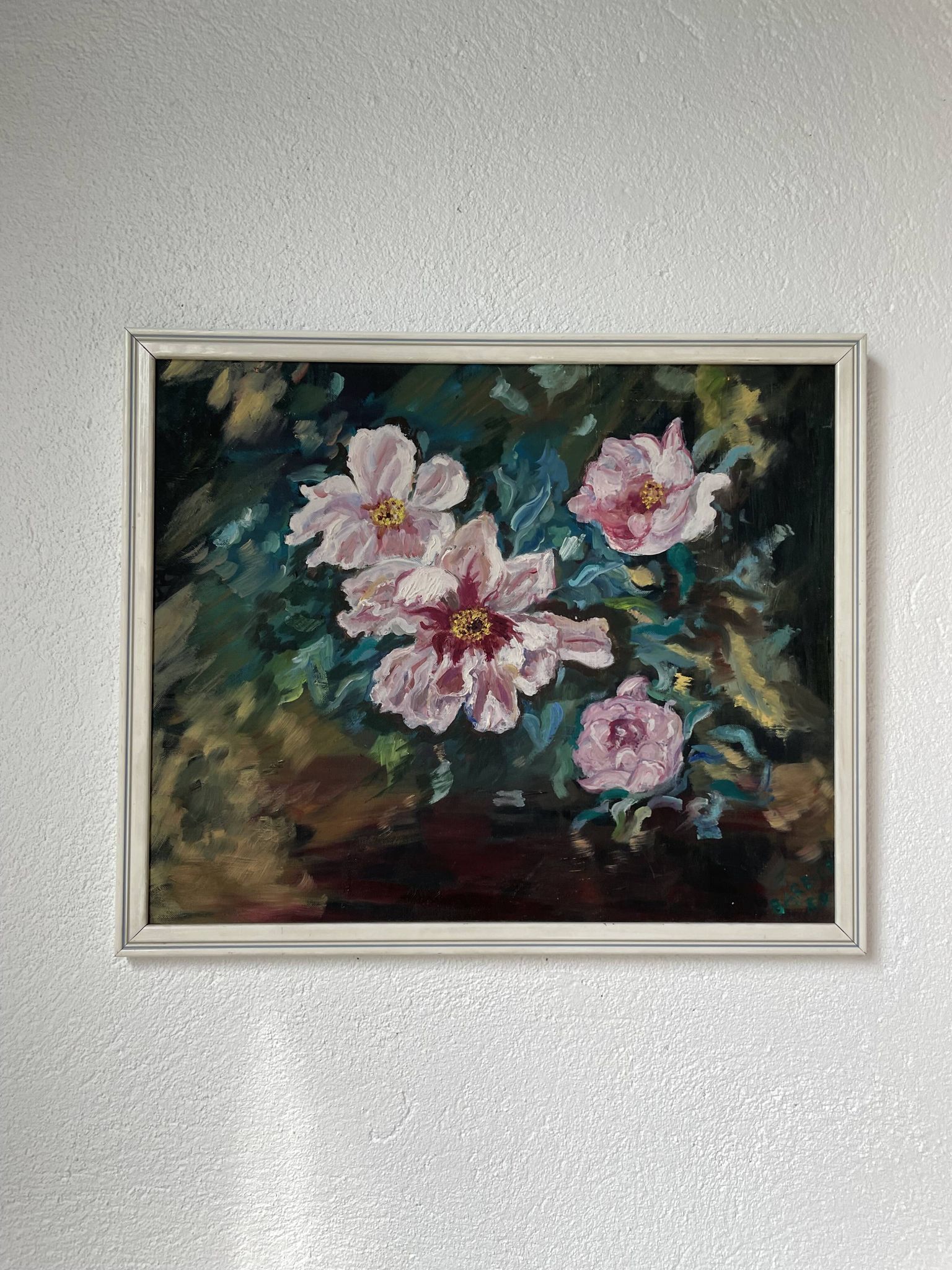 Toile huile sur bois fleurs