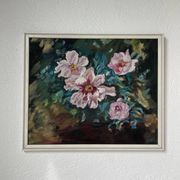 Toile huile sur bois fleurs