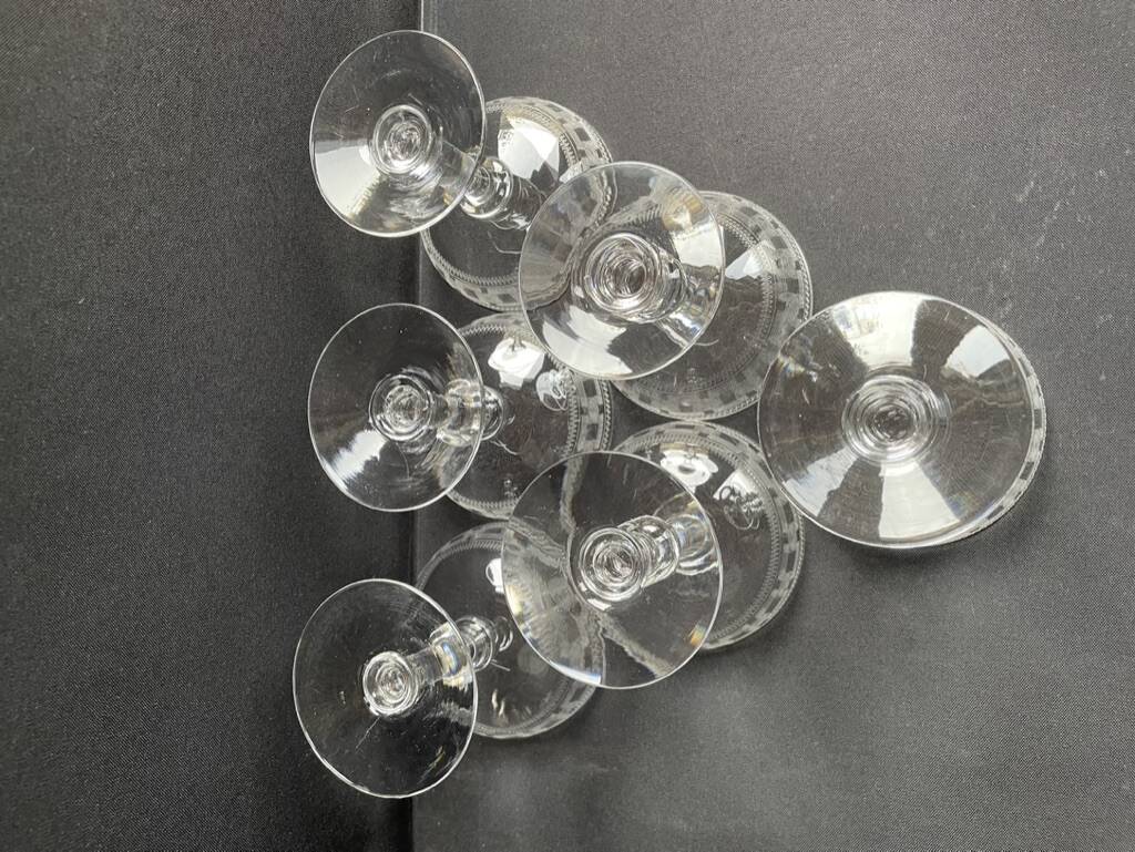 6 Baccarat champagne glasses engraving 3458