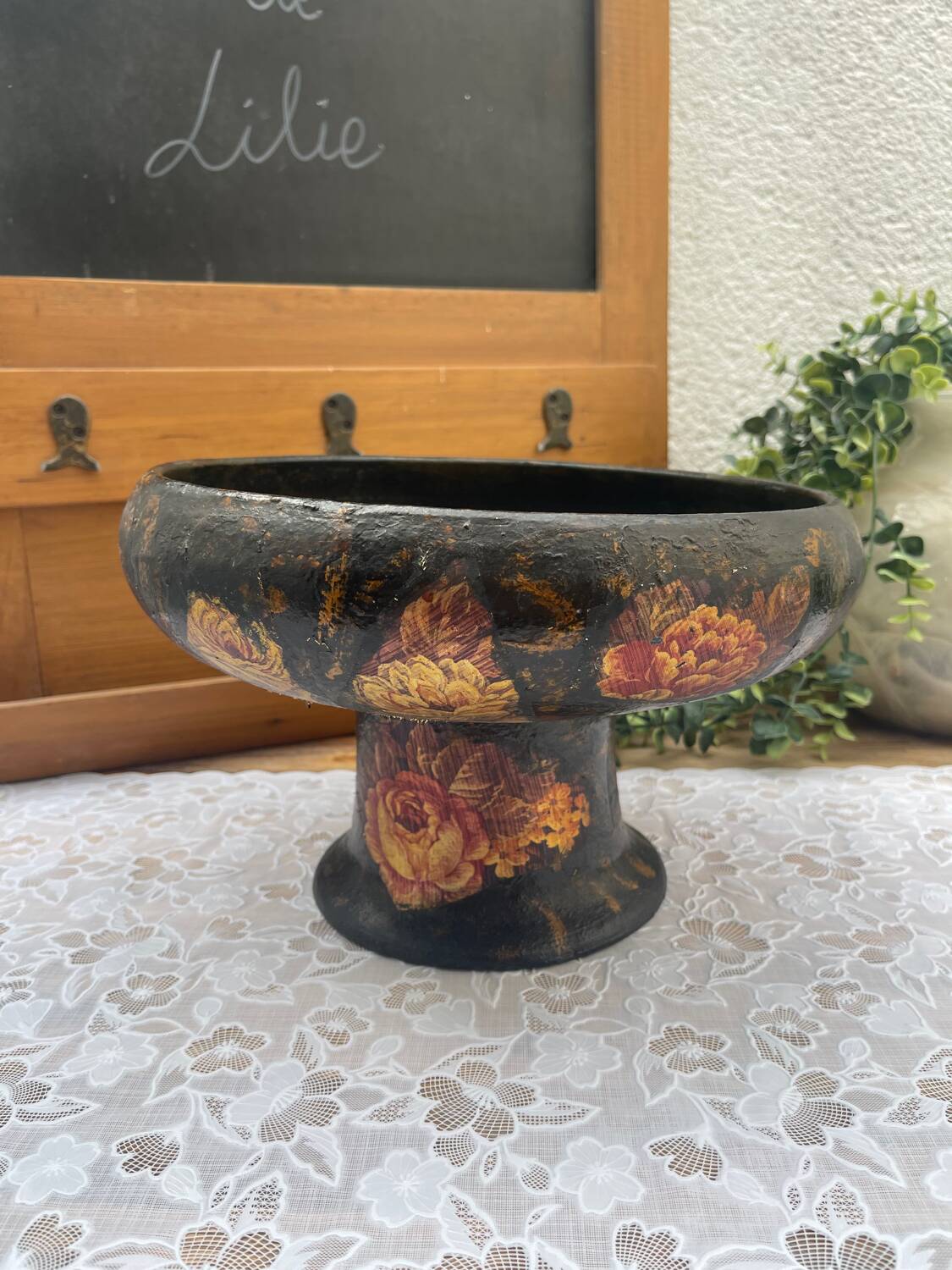 Handmade Terracotta Fruit Bowl / Centerpiece on Pedestal