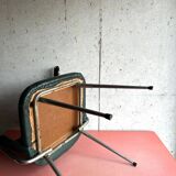 Vintage green faux leather and chrome armchair